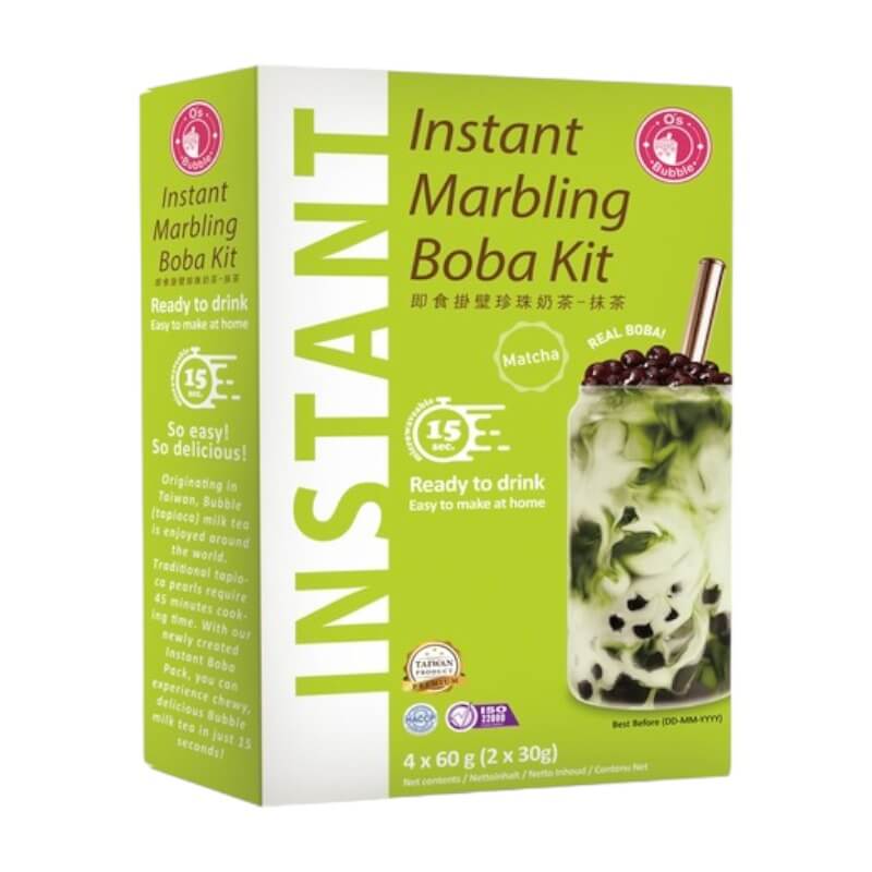 Q"S Bubble Matcha Milk Tea 4x2x30g 240g Instant set sa zrnima tapioke i zelenim čajem
